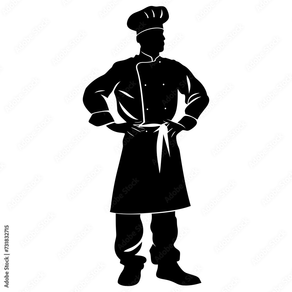 Silhouette chef black color only full body