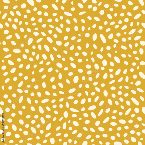 Abstract irregular brush spots, wild animal skin print, seamless vector pattern, simple geometric