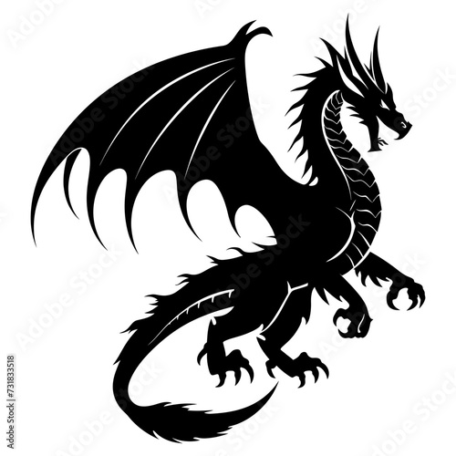 Silhouette Wyvern black color only full body