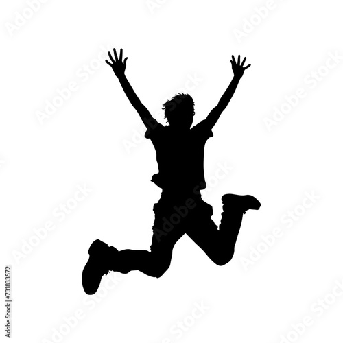 Silhouette young man jump happy enjoy life full body