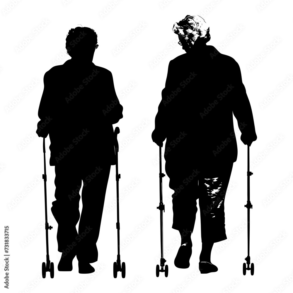 Silhouette the elderly women black color only full Silhouette the elderly women black color only full