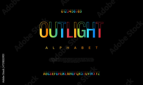 OUTLIGHT Double line monogram alphabet and tech fonts. Lines font regular uppercase and lowercase. Vector illustration.