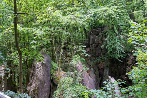 Felsenmeer in Hemer with huge rock formations in the forest