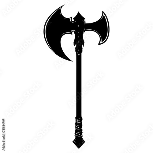 Silhouette viking ax or axe in mmorpg game black color only
