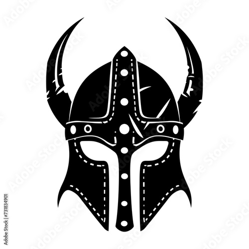 Silhouette viking helmet in mmorpg game black color only