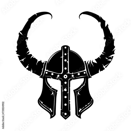 Silhouette viking helmet in mmorpg game black color only