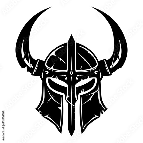 Silhouette viking helmet in mmorpg game black color only