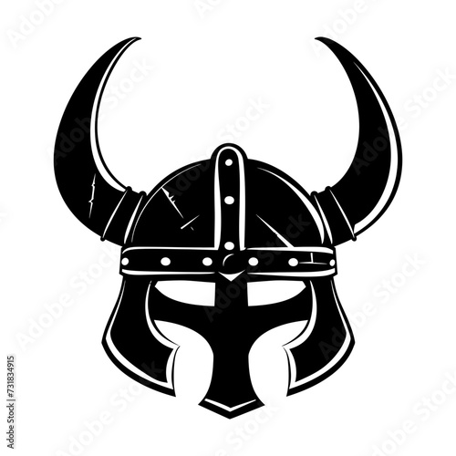 Silhouette viking helmet in mmorpg game black color only