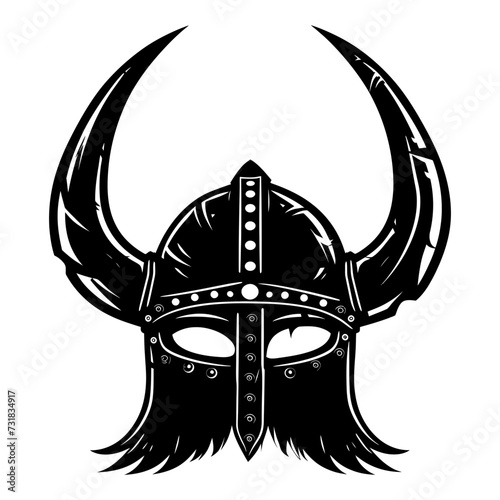 Silhouette viking helmet in mmorpg game black color only