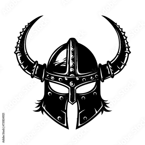 Silhouette viking helmet in mmorpg game black color only