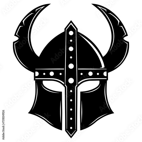 Silhouette viking helmet in mmorpg game black color only