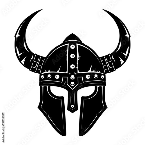 Silhouette viking helmet in mmorpg game black color only