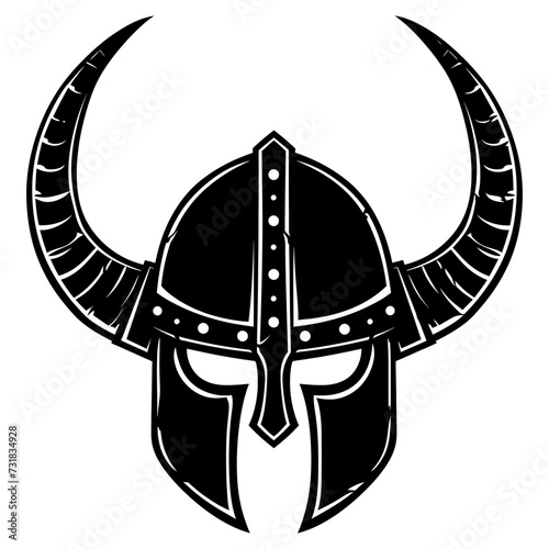 Silhouette viking helmet in mmorpg game black color only
