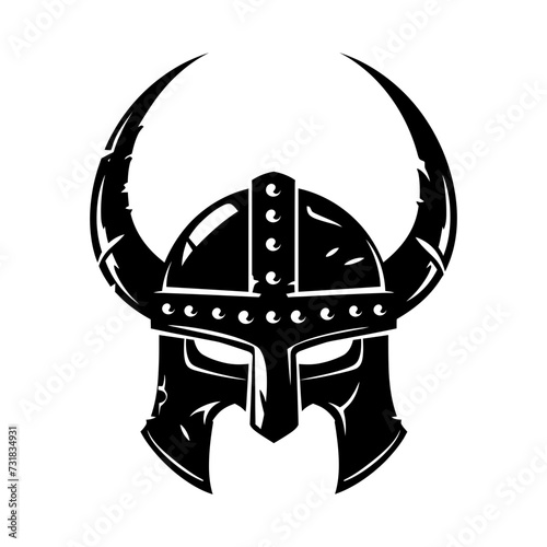 Silhouette viking helmet in mmorpg game black color only