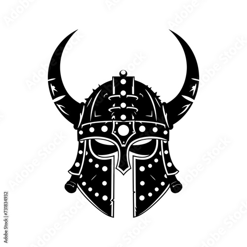 Silhouette viking helmet in mmorpg game black color only