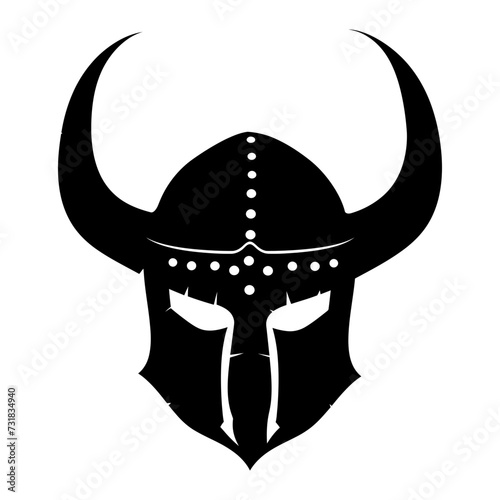 Silhouette viking helmet in mmorpg game black color only