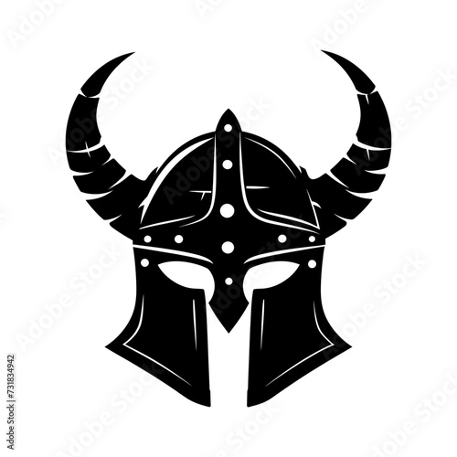 Silhouette viking helmet in mmorpg game black color only