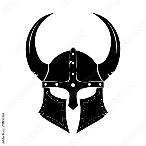 Silhouette viking helmet in mmorpg game black color only