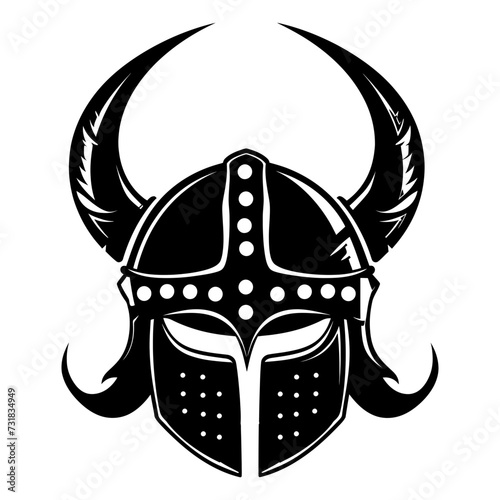 Silhouette viking helmet in mmorpg game black color only