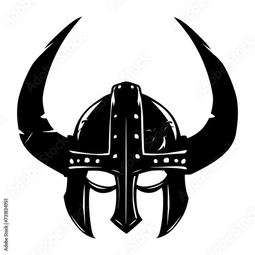 Silhouette viking helmet in mmorpg game black color only