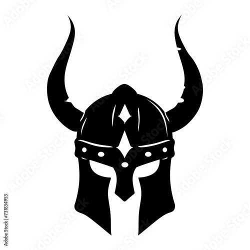 Silhouette viking helmet in mmorpg game black color only