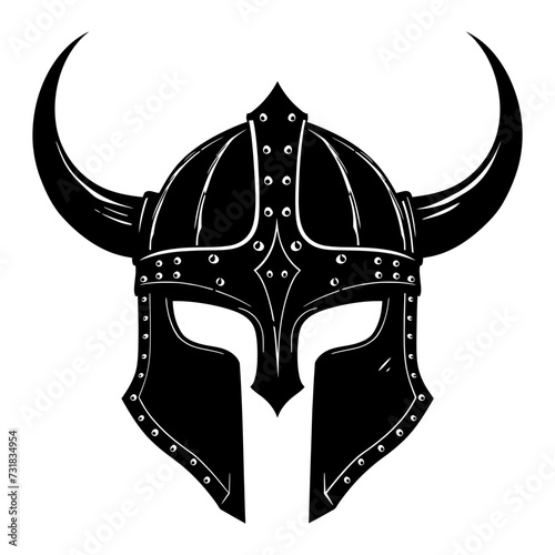 Silhouette viking helmet in mmorpg game black color only