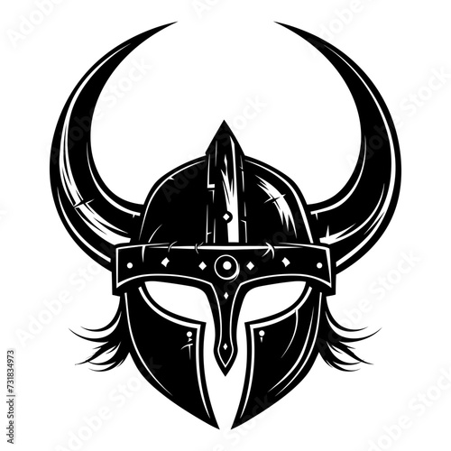 Silhouette viking helmet in mmorpg game black color only