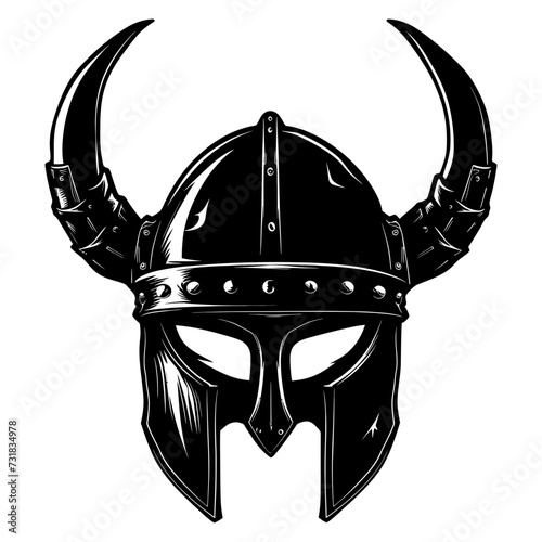 Silhouette viking helmet in mmorpg game black color only