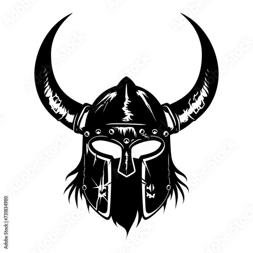Silhouette viking helmet in mmorpg game black color only
