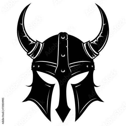 Silhouette viking helmet in mmorpg game black color only