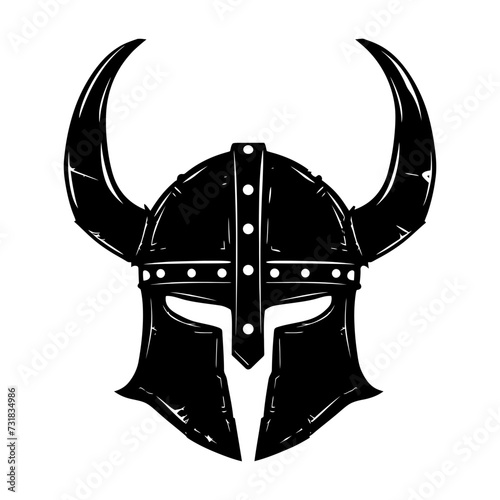 Silhouette viking helmet in mmorpg game black color only