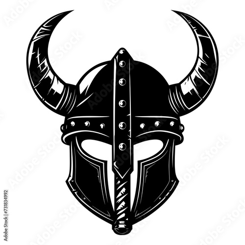 Silhouette viking helmet in mmorpg game black color only