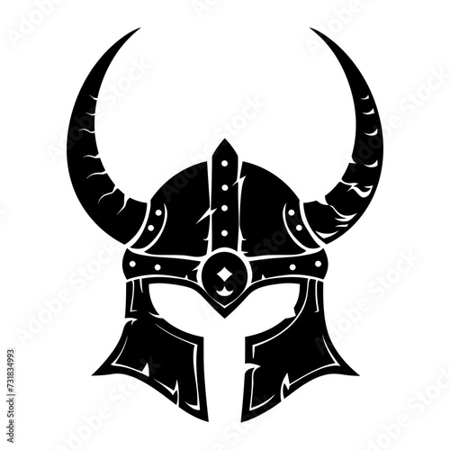 Silhouette viking helmet in mmorpg game black color only