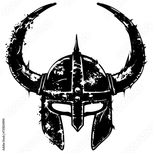 Silhouette viking helmet in mmorpg game black color only