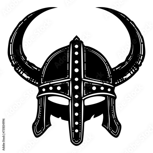 Silhouette viking helmet in mmorpg game black color only