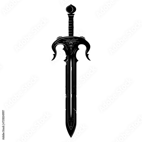 Silhouette viking sword in mmorpg game black color only