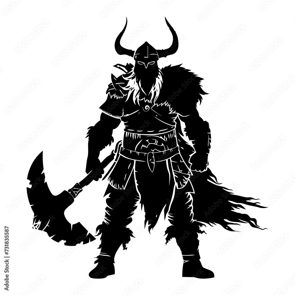 custom made wallpaper toronto digitalSilhouette viking warrior in mmorpg game black color only