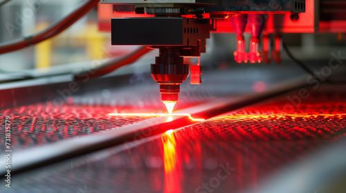 CNC laser engraving machine. Concept modern industrial technology.
