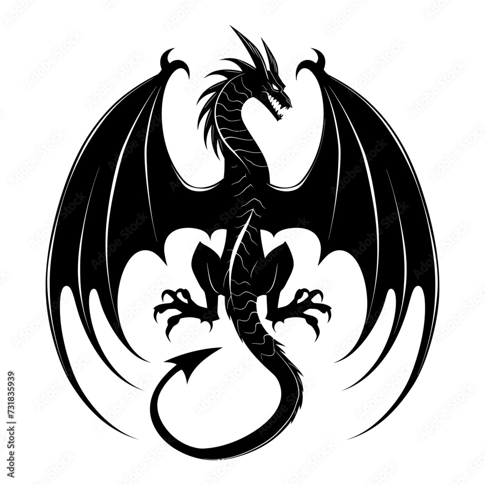 Silhouette Wyvern black color only full body