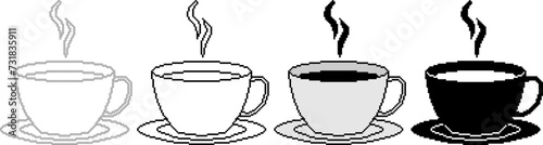 pixel art coffe cup flat icon set
