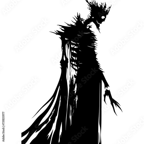Silhouette undead king in mmorpg game black color only