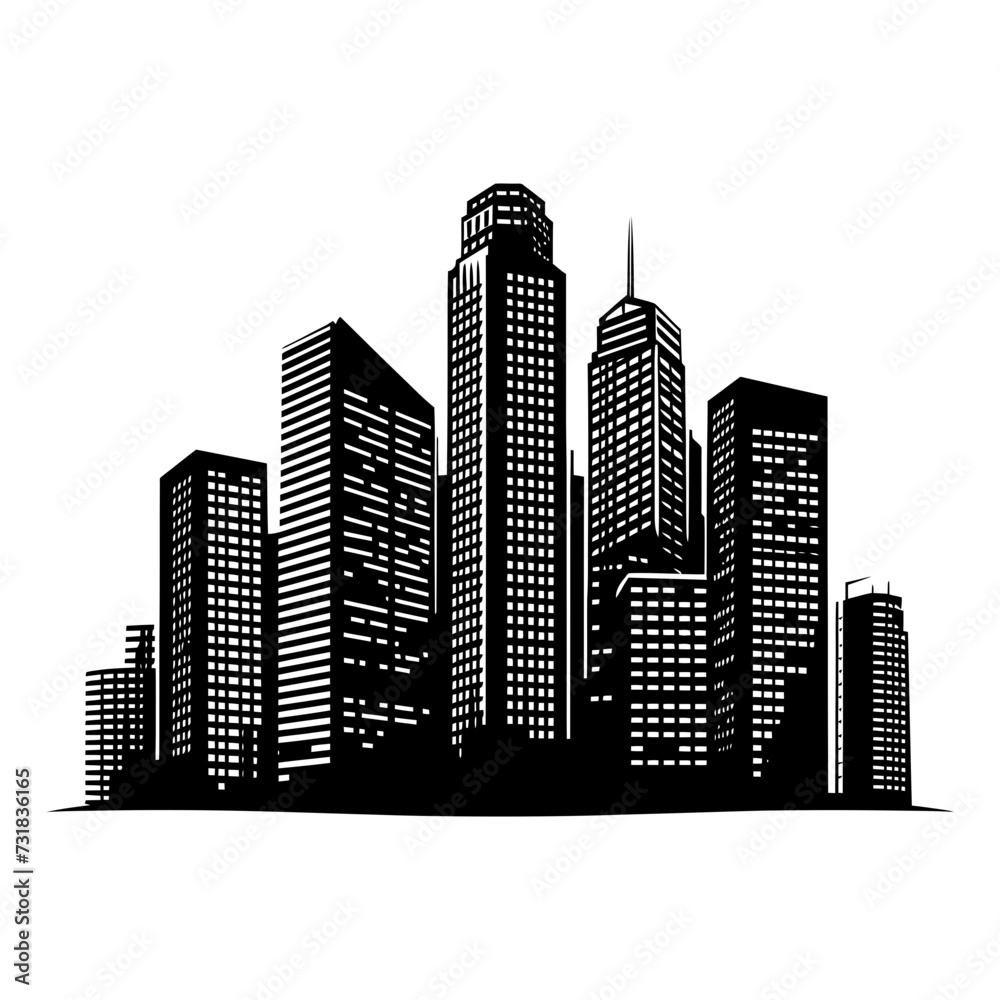 Fototapeta premium Silhouette skyscrapers black color only