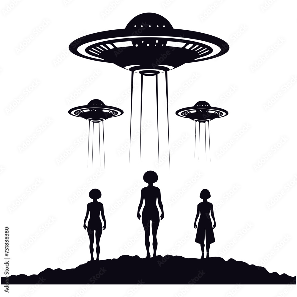 Silhouette space invaders by UFO black color only