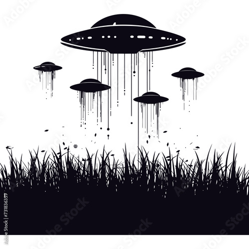 Silhouette space invaders by UFO black color only