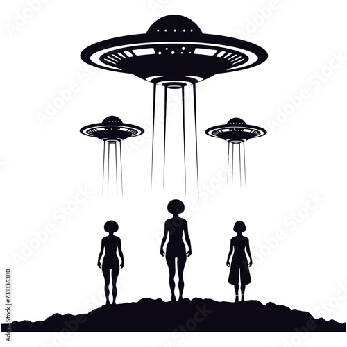 Silhouette space invaders by UFO black color only