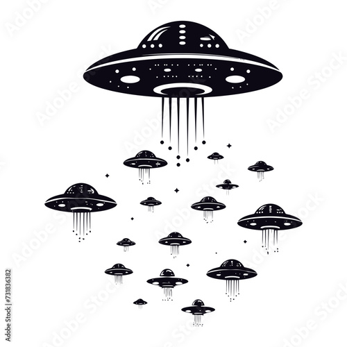 Silhouette space invaders by UFO black color only