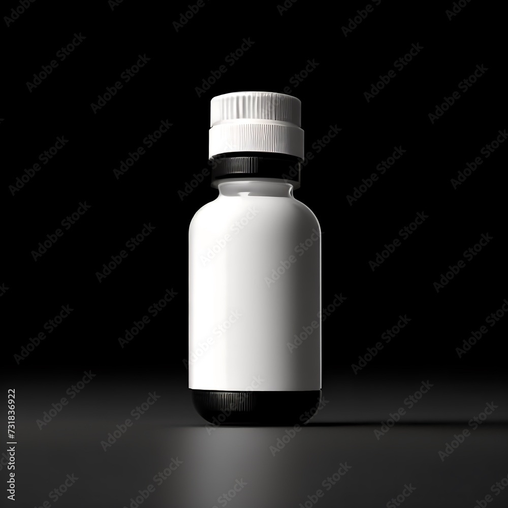 Fototapeta premium medical pills bottle mockup isolated in black blank background