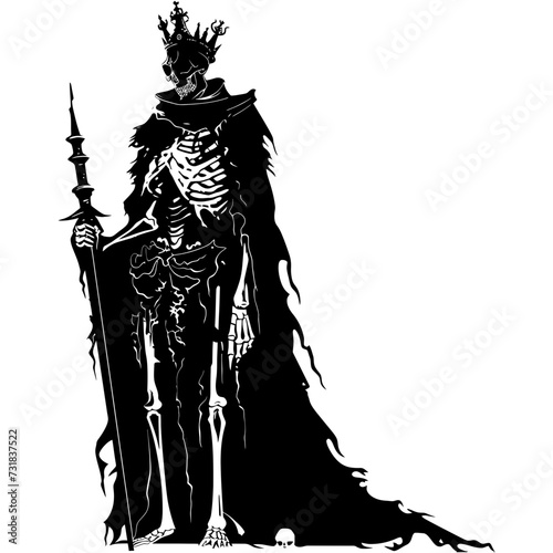 Silhouette undead king in mmorpg game black color only