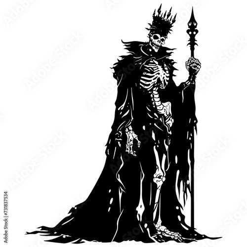 Silhouette undead king in mmorpg game black color only