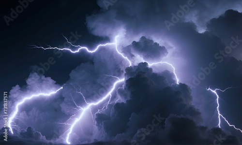 Thunderstorm Lightning Flash in the Night Sky